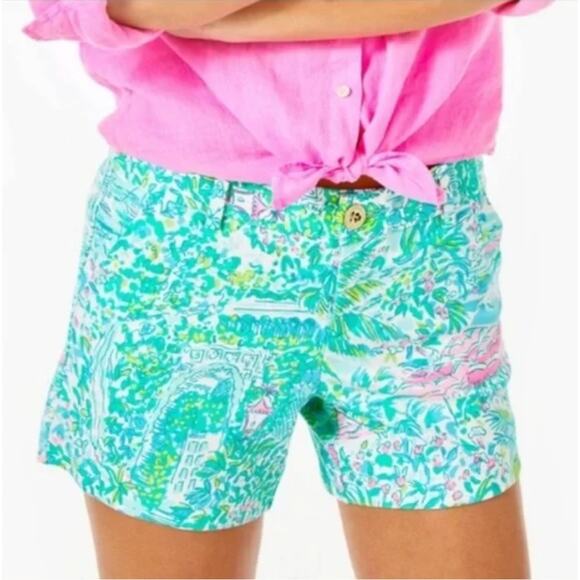 LILLY PULITZER 5" Callahan Shorts Gustavia Green Sunshine City Print {C46}